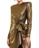 Mac Duggal Mac Duggal Petite Gold Metallic Long Sleeve Gown With Bow - 2