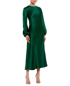 Mac Duggal Mac Duggal Petite High Neck Long Sleeve Crystal Detail Dress