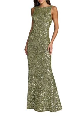 Mac Duggal Mac Duggal Petite High Neck Sleeveless Open Back Sequin Column Gown