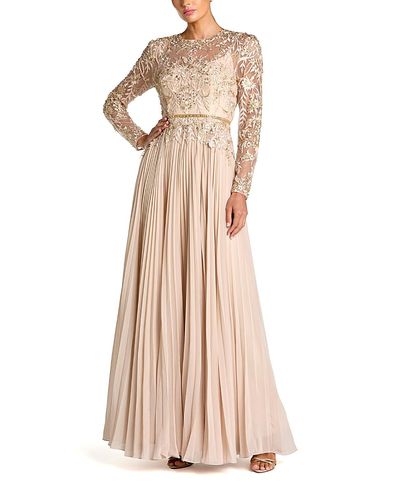 Mac Duggal Mac Duggal Petite Long Sleeve Chiffon Embellished Gown