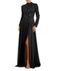 Mac Duggal Mac Duggal Petite Long Sleeve High Neck Embellished Satin Gown - 1