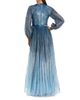 Mac Duggal Mac Duggal Petite Ombre Beaded Bishop Sleeve A-Line Gown - 2