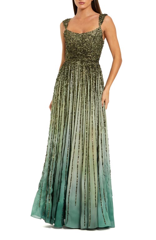 Mac Duggal Mac Duggal Petite Ombre Beaded Scoop Neck A-Line Gown