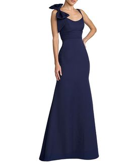 Mac Duggal Mac Duggal Petite Scoop Neck Trumpet Gown with Bow