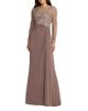Mac Duggal Mac Duggal Petite Sequin Embroidered Long Sleeve Jersey Skirt Gown - 1