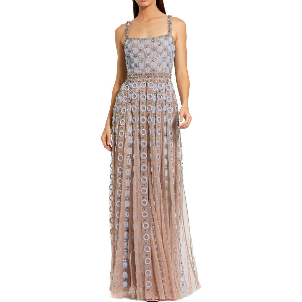 Mac Duggal Mac Duggal Petite Sleeveless Embellished Mesh A-Line Evening Gown