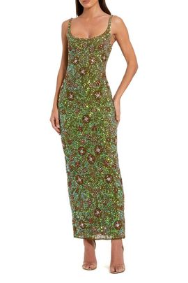 Mac Duggal Mac Duggal Petite Sleeveless Hand Beaded Floral Midi Dress