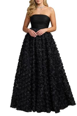 Mac Duggal Mac Duggal Petite Strapless 3D Rosette Ballgown