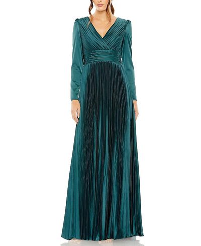 Mac Duggal Mac Duggal Pleated Long Sleeve A-Line Gown