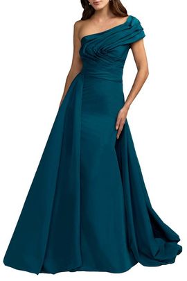 Mac Duggal Mac Duggal Pleated One Shoulder Gown With Overskirt