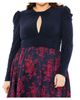 Mac Duggal Mac Duggal Plus Long Sleeve Keyhole Knot Neck Brocade Floral Detail Bottom Gown - 2