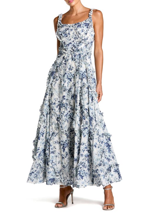 Mac Duggal Mac Duggal Ruffle Scoop Neck Floral A-Line Dress