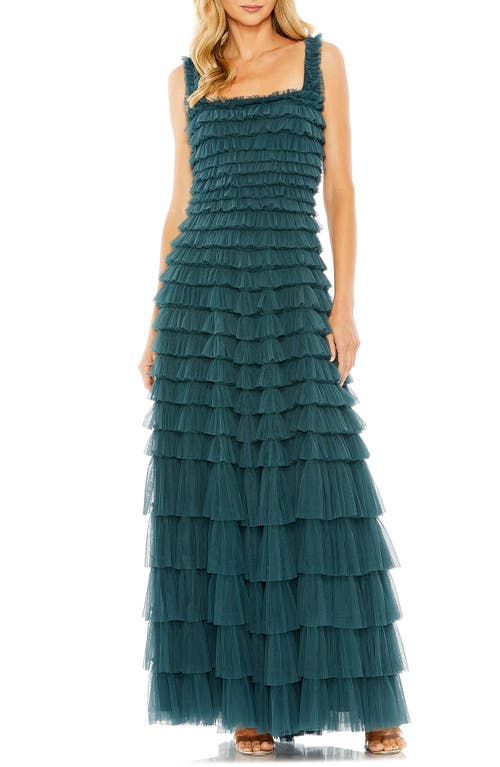 Mac Duggal Mac Duggal Ruffled Textured Sleeveless Mesh Gown