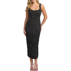 Mac Duggal Mac Duggal Scoop Neck Beaded Column Midi Dress