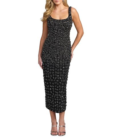Mac Duggal Mac Duggal Scoop Neck Beaded Scuba Midi Dress