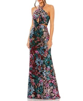Mac Duggal Mac Duggal Sequin Embellished Cross Neck Gown