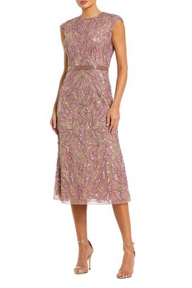 Mac Duggal Mac Duggal Sequin High Neck Sleeveless Midi Cocktail Dress