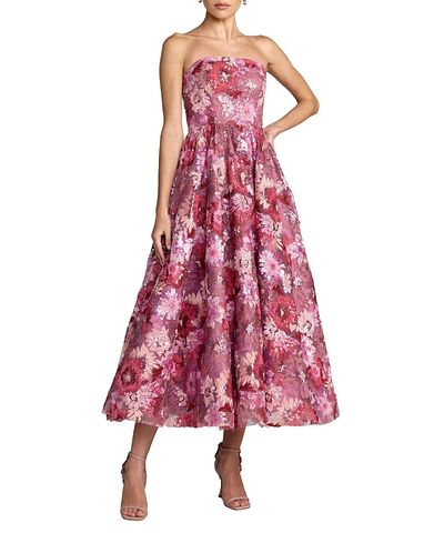 Mac Duggal Mac Duggal Sequin Mesh Strapless Midi Dress With Pockets