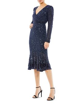 Mac Duggal Mac Duggal Sequin with Embellished Hemlin and Belt Gown