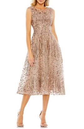 Mac Duggal Mac Duggal Sequined Cap Sleeve Fit and Flare Dress