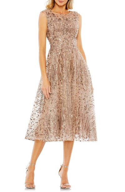 Mac Duggal Mac Duggal Sequined Cap Sleeve Fit and Flare Dress