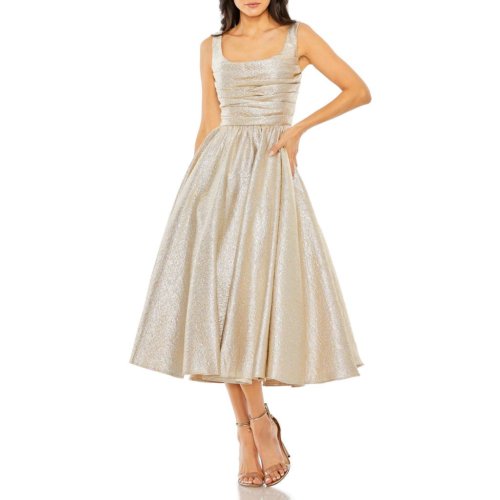 Mac Duggal Mac Duggal Shimmering Sleeveless Square Neck A-Line Dress