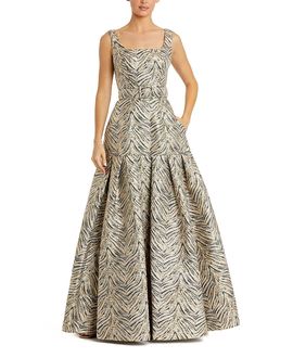 Mac Duggal Mac Duggal Sleeveless Brocade Gown with Belt