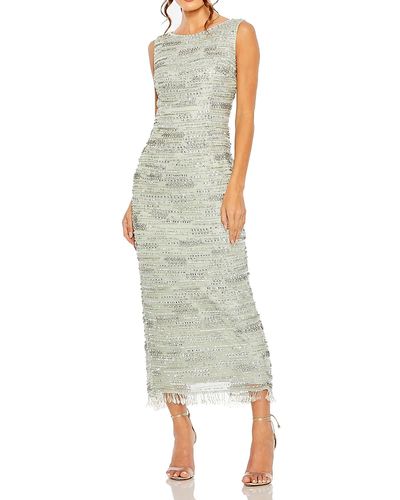 Mac Duggal Mac Duggal Sleeveless Crystal Fringe Column Dress
