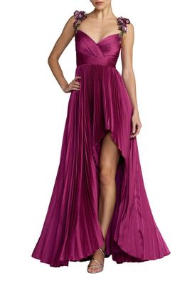 Mac Duggal Mac Duggal Sleeveless Front Slit Charmeuse Beaded Detail Gown