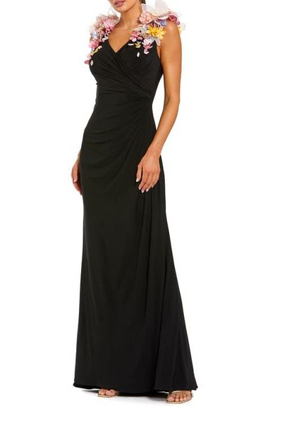 Mac Duggal Mac Duggal Sleeveless Jersey Gown With 3D Flower Detail