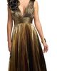 Mac Duggal Mac Duggal Sleeveless Metallic V-Neck Gown With Ruffle Detail - 2