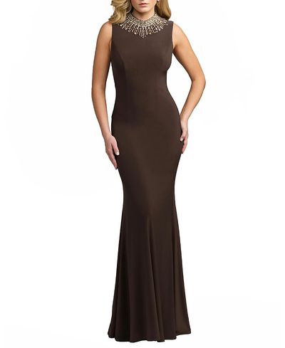 Mac Duggal Mac Duggal Sleeveless Rhinestone Embellished High Neck Gown