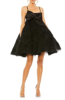 Mac Duggal Mac Duggal Sleeveless Square Neck Statement Bow Mini Dress