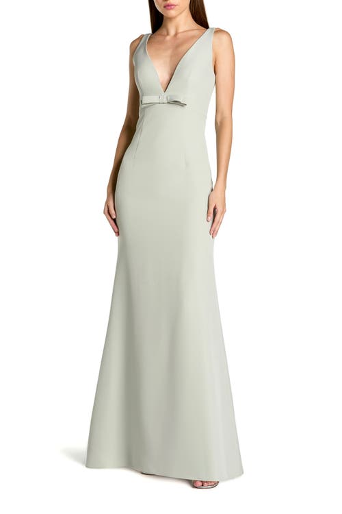 Mac Duggal Mac Duggal Sleeveless V Neck Mermaid Gown With Bow