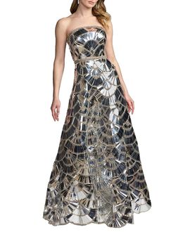 Mac Duggal Mac Duggal Strapless Beaded Scallop Ballgown