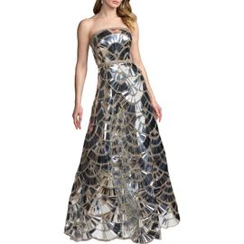 Mac Duggal Mac Duggal Strapless Beaded Scallop Mirrored Ballgown