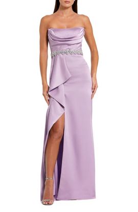 Mac Duggal Mac Duggal Strapless Embellished Belt Satin Gown