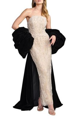 Mac Duggal Mac Duggal Strapless Embellished Dress With Velvet Bow
