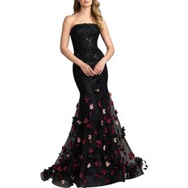 Mac Duggal Mac Duggal Strapless Embellished Mermaid Gown With 3D Floral Hem