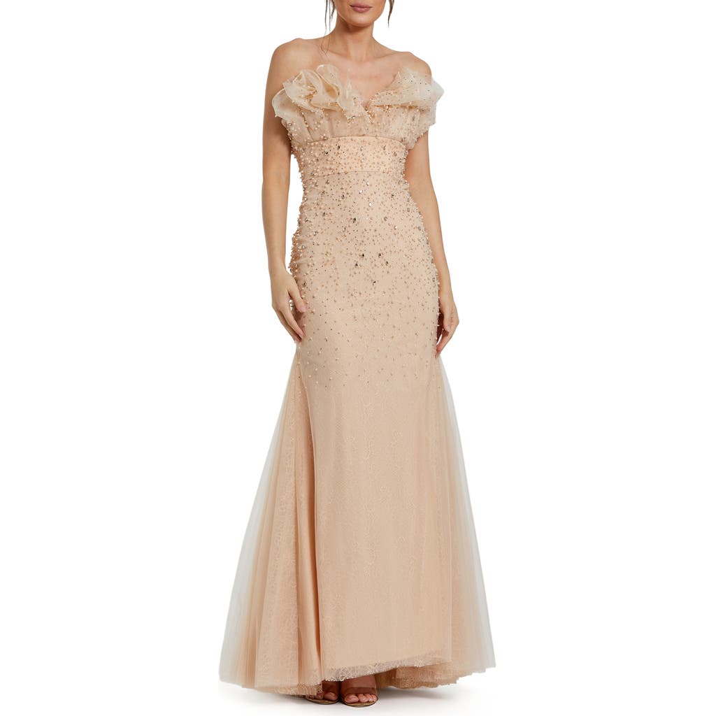 Mac Duggal Mac Duggal Strapless Embellished Tulle Mermaid Gown