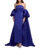 Mac Duggal Mac Duggal Strapless Puff Sleeve Satin Gown With Cape - 1