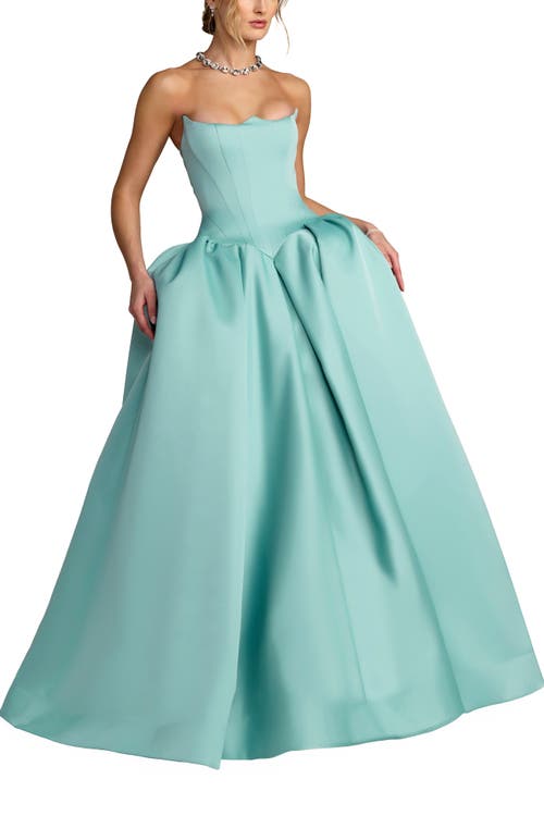Mac Duggal Mac Duggal Strapless Sweetheart Satin Ball Gown with Pockets