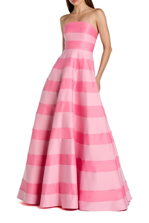Mac Duggal Mac Duggal Striped Satin Strapless Ballgown With Pockets