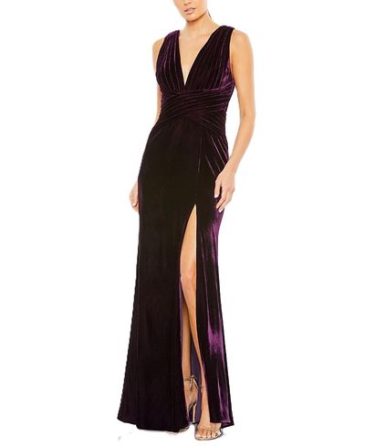 Mac Duggal Mac Duggal Velvet Pleated Sleeveless Jersey Gown