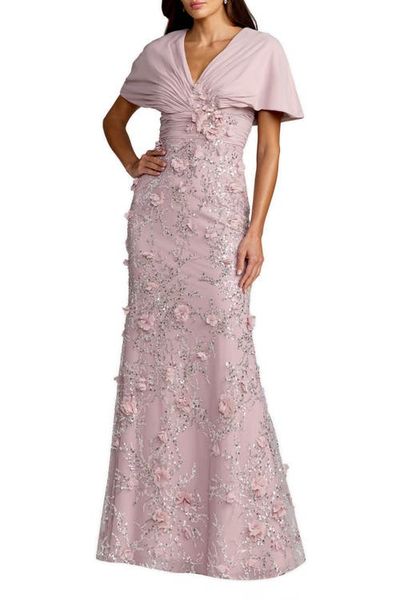 Mac Duggal Mac Duggal Women's Chiffon Faux Wrap Beaded Column Gown