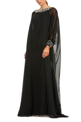 Mac Duggal Mac Duggal Women's Chiffon Long Sleeve Kaftan Gown with Beaded Neckline