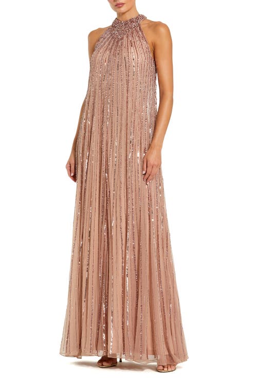 Mac Duggal Mac Duggal Women's Embellished Halter Neck Trapeze Gown