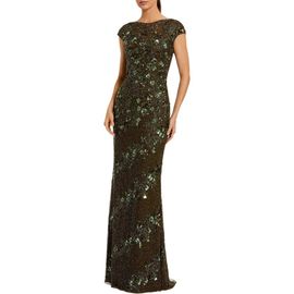 Mac Duggal Mac Duggal Women's Floral Embellished Cap Sleeve Sheath Gown