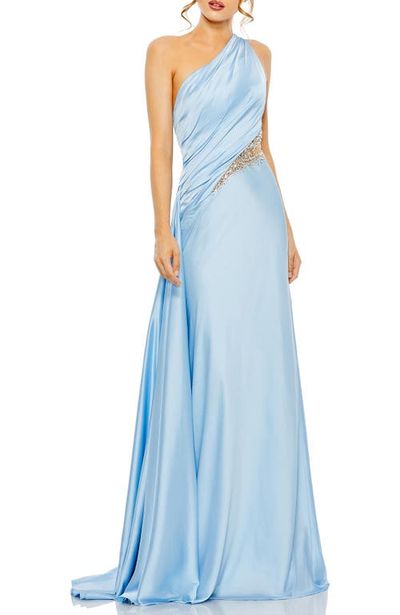Mac Duggal Mac Duggal Women's One Shoulder Charmeuse Gown With Beaded Cutout