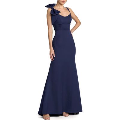 Mac Duggal Mac Duggal Women's Sleeveless Crepe Gown with Scoop Neck and Bow Detail